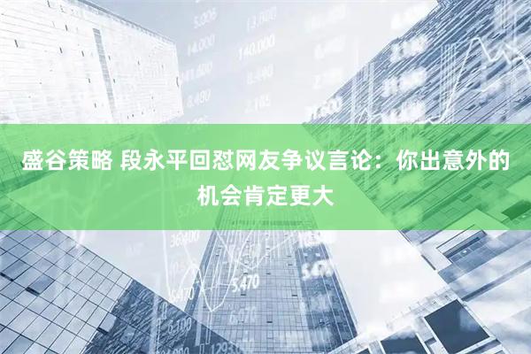 盛谷策略 段永平回怼网友争议言论：你出意外的机会肯定更大
